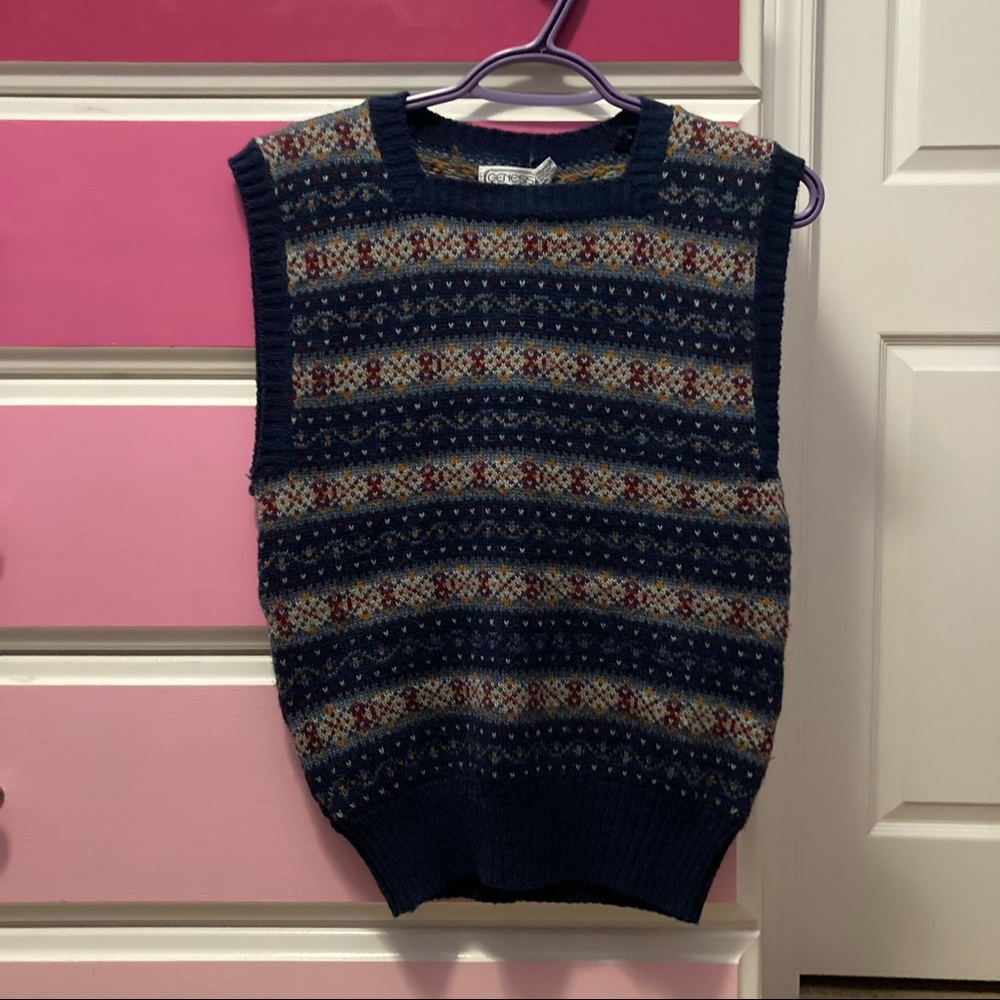 Vintage Genesis patterned square neck sweater vest